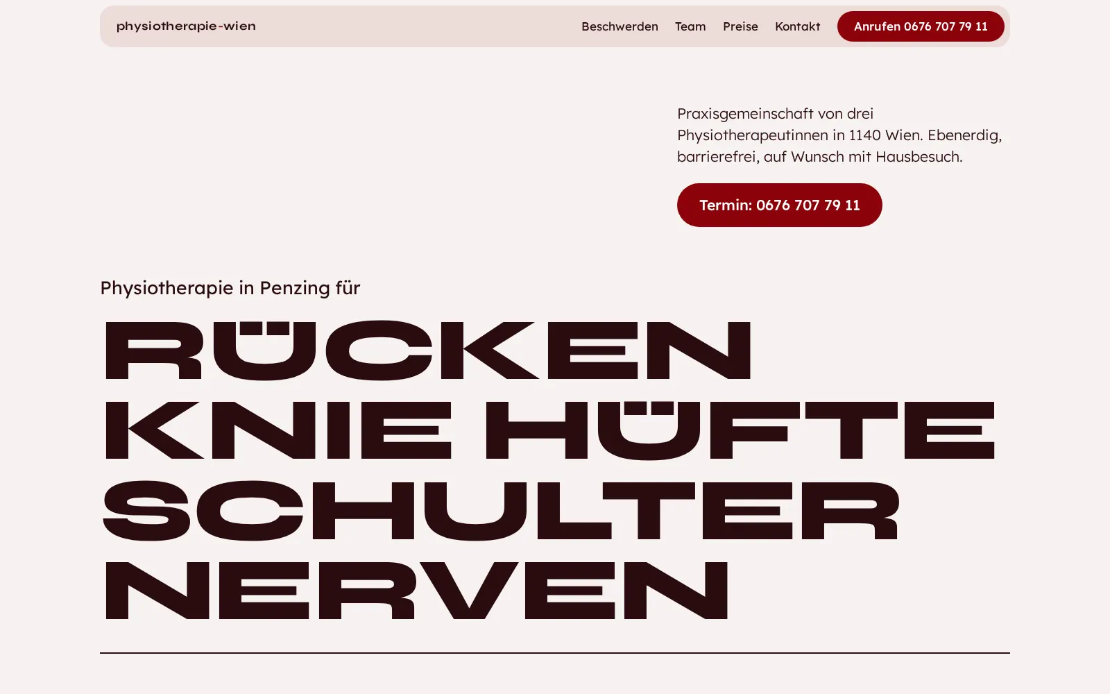 Vorschau Entwurf 2: riesige Wörter Rücken, Knie, Hüfte, Schulter, Nerven