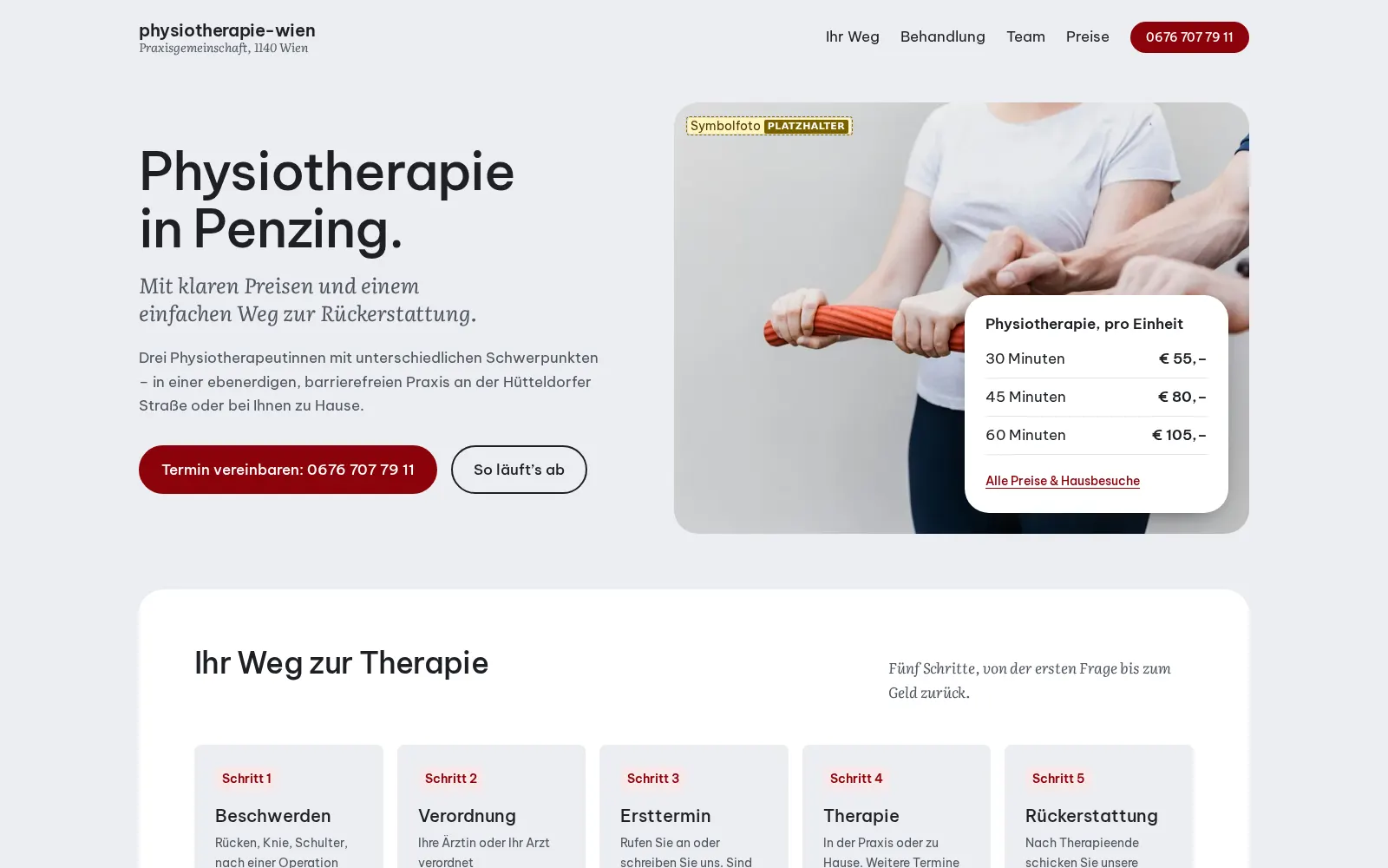 Vorschau Entwurf 3: Überschrift mit Foto und Preiskarte